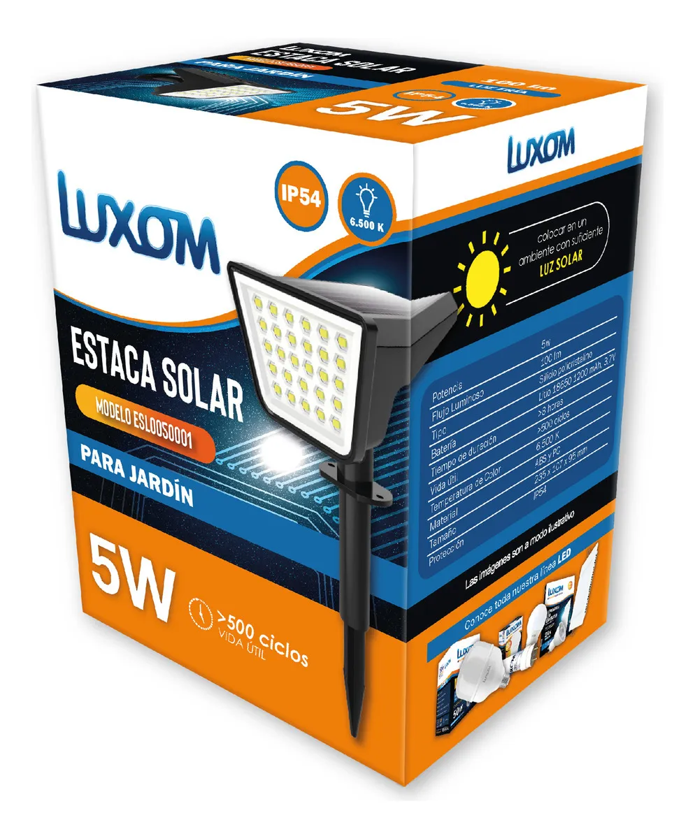 Estaca Led Luz Solar Fria 5w Lampara Exterior